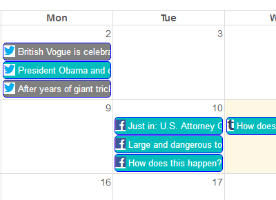 Social Media Tools - calendar view