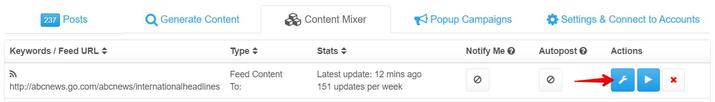 content mixer settings